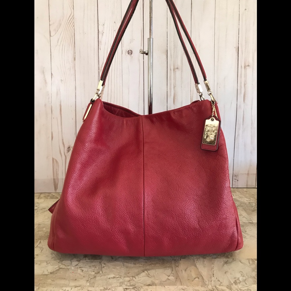 COACH MADISON PHOEBE RED HOBO SHOULDER BAG